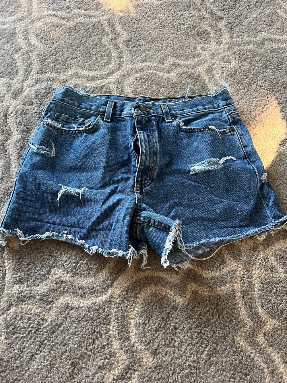 George Distressed Dark Blue Denim Shorts